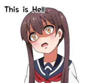 🔪 This is Hell anime, chica, asustada, colegiala, infierno telegram sticker
