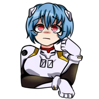 🧐 Rei Ayanami Neon Genesis Evangelion anime, karakter, Rei Ayanami, Neon Genesis Evangelion, rambut biru whatsapp sticker