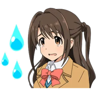 😥 anime, garota, envergonhada, suor, nervosa, desenho animado whatsapp sticker
