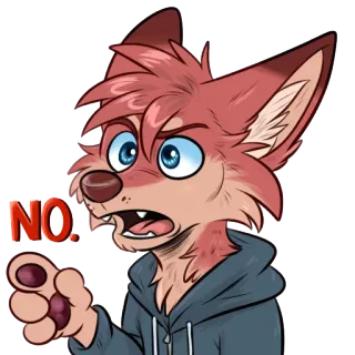 😠 NO. animal, poilu, renard, non, dessin animé telegram sticker