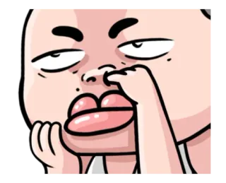 😐 Dibujo animado, Personaje, Gracioso, Asqueroso, Hurgarse la nariz, Pegatina whatsapp sticker