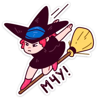 🏂 МЧУ! bruja, escoba, volando, lindo, dibujos animados, pegatina telegram sticker