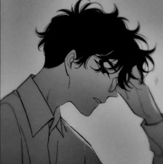 ⚓️ anime, sad, man, monochrome, drawing, emotional telegram sticker
