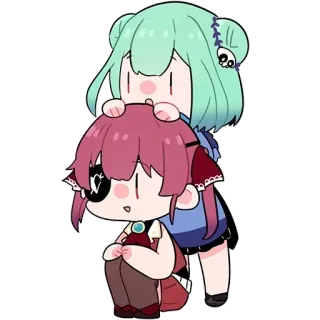 💗 anime, cartoon, cute, chibi, friends, two people telegram sticker