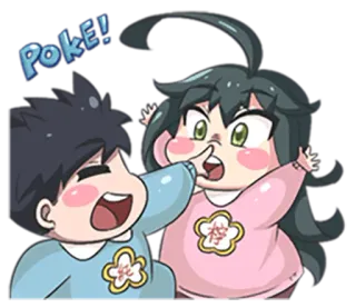 😂 Poke! poke, anime, cartoon, cute, playful, kids telegram sticker