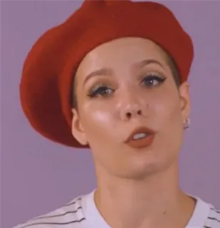 😐 Halsey นักร้อง, คนดัง, หมวกเบเร่ต์, ภาพเหมือน telegram sticker