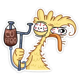 ☕️ Coffee kopi, lelah, monster, humor, mata, kartun telegram sticker
