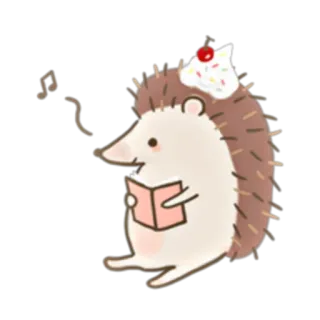 📖 erizo, animal, lindo, postre, dibujos animados, libro, cantando whatsapp sticker