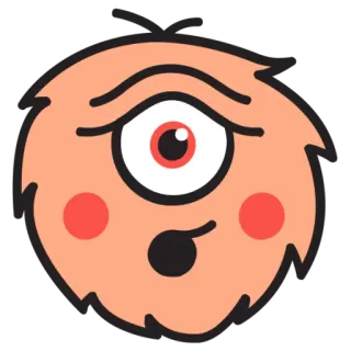 😳 monstruo de un ojo, cíclope, dibujos animados, esponjoso, melocotón, monstruo, personaje telegram sticker