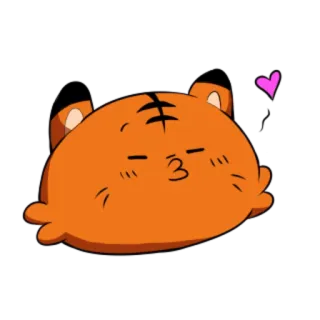 🐯 호랑이, 귀여운, 하트, 키스, 만화, 동물 telegram sticker