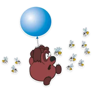 🐝 orso, palloncino, api, cartone animato, illustrazione, carino, bizzarro whatsapp sticker
