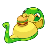 🍔 wąż, kreskówka, jedzenie, burger, zwierzę telegram sticker