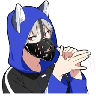 🐺 애니메이션, 만화, 캐릭터, 후드티, 마스크, 늑대 귀 telegram sticker