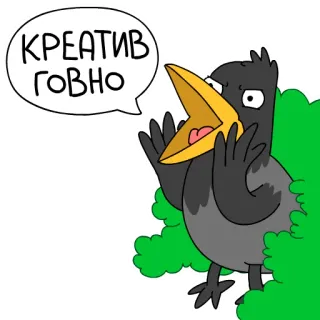 💩 КРЕАТИВ ГОВНО bird, crow, creative, offensive, slang whatsapp sticker