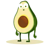😮 avocado, fruit, cartoon, food, cute, animated whatsapp sticker