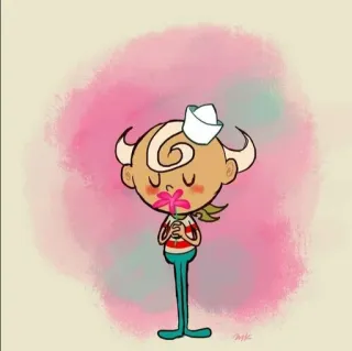 🌷 dibujos animados, niño, flor, lindo, sombrero de marinero, caprichoso, inocente telegram sticker