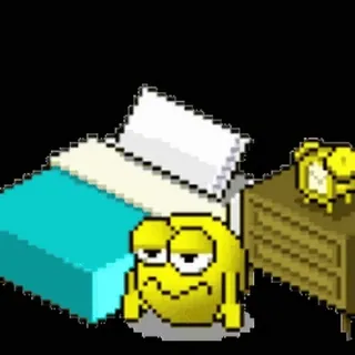 🌟 pixel art, emoji, tired, bed, clock, bedroom whatsapp sticker
