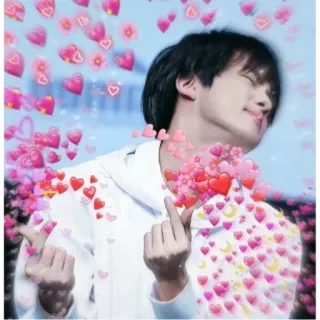 ❤️ Kpop, Jin, Coração, Amor, Coração com os dedos whatsapp sticker