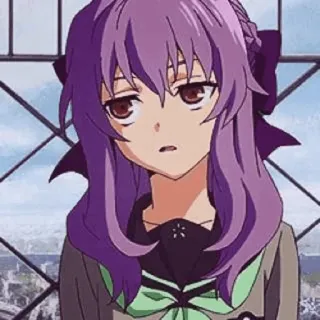 ♟ Anime, Mädchen, lila Haare, müde, gelangweilt telegram sticker