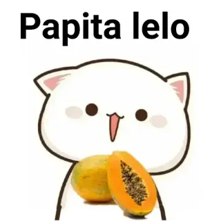 😋 Papita lelo papaya, gato, fruta, kawaii, lindo, comida whatsapp sticker