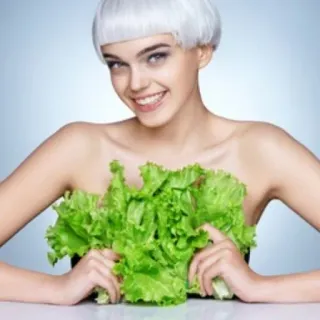 😏 woman, salad, portrait, beauty, lettuce, food telegram sticker