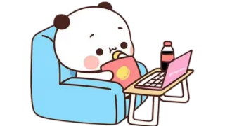 🫖 Dibujos animados, Panda, Sofá, Portátil, Snack, Perezoso telegram sticker