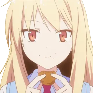 🍪 Anime, Dziewczyna, Jedzenie, Ciastko, Słodkie telegram sticker