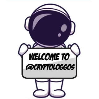 🤙 WELCOME TO @cryptologgos นักบินอวกาศ, ยินดีต้อนรับ, คริปโต, โลโก้คริปโต, อวกาศ, ทักทาย telegram sticker