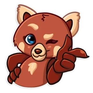 😉 panda rojo, animal, dibujo animado, lindo, pegatina, pulgar arriba whatsapp sticker