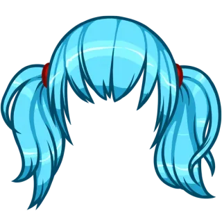 💙 hair, hairstyle, blue, pigtails telegram sticker