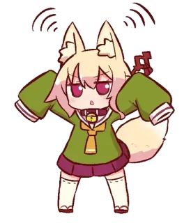 😮 Anime, Dessin animé, Renard, Fille, Personnage, Mignon telegram sticker