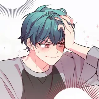 😳 อนิเมะ, มังงะ, เด็กผู้ชาย, ผู้ชาย, เขินอาย, หน้าแดง telegram sticker