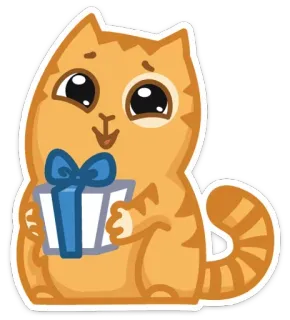 ☺️ gato, presente, presente, fofo, animal, adesivo, desenho animado telegram sticker