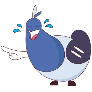 😂 pássaro, desenho animado, rindo, apontando, engraçado, emoji, adesivo telegram sticker