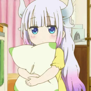 🔮 Kanna Kamui Miss Kobayashi's Dragon Maid kanna kamui, anime, dragão, fofo, kawaii, almofada telegram sticker