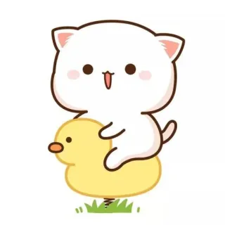 🐱 chat, canard, mignon, dessin animé, animal, ludique telegram sticker