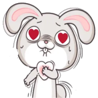 😍 bunny, rabbit, heart, love, cute, cartoon, animal telegram sticker