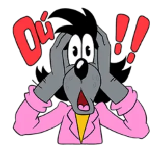 😳 Oú! cartone animato, lupo, shock, sorpresa, esclamazione telegram sticker