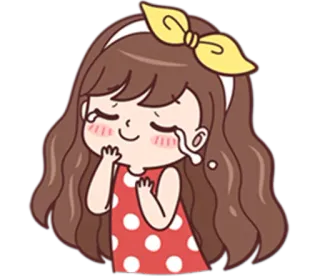 😢 Cartone animato, Ragazza, Piangendo, Lacrime, Emozionale, Triste, Illustrazione telegram sticker