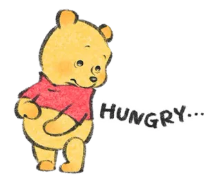 🧁 Winnie the Pooh HUNGRY... 위니 더 푸, 배고픈, 만화, 곰, 귀여운, 디즈니, 캐릭터 telegram sticker
