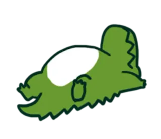 😌 sticker, verde, cartone animato, animale, gesto, offensivo telegram sticker