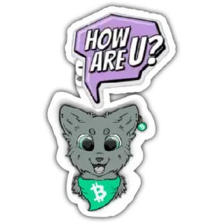 🐱 HOW ARE U? kucing, Bitcoin, mata uang, aset digital, kartun whatsapp sticker