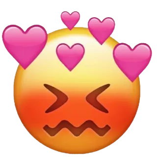😖 Эмодзи, Сердечки, Любовь, Выражение, Милый, Румянец, Желтый whatsapp sticker