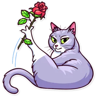 🌹 cat, rose, flower, sticker, cute, animal, romantic, love telegram sticker
