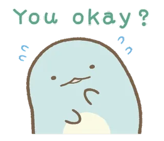 💭 You okay? sticker, süß, Frage, blau, Figur, okay, Gefühl telegram sticker