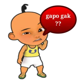 😁 gapo gak ?? dessin animé, personnage, question, bulle telegram sticker