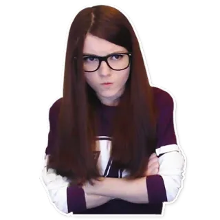 😒 donna, ragazza, occhiali, ritratto, persona, arrabbiato/a telegram sticker