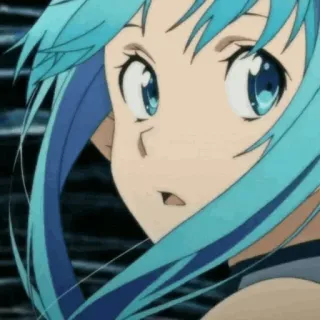 💞 anime, girl, blue hair, cute, animated whatsapp sticker