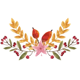 💐 floral, folhas, frutas vermelhas, aquarela, decoração, natureza telegram sticker