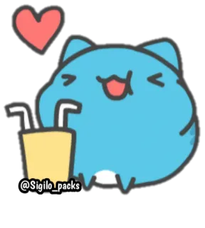 🍹 @Sigilo_packs 귀여운, 만화, 고양이, 하트, 음료 telegram sticker